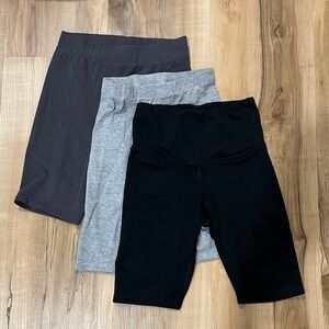 Set of Three Biker Shorts - Black, Gray, and Dark Gray
